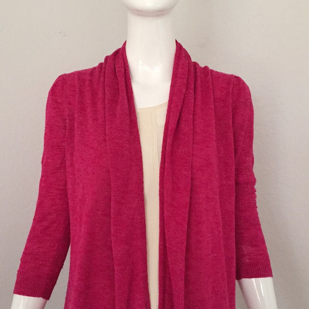 Anthropologie Fuchsia Linen Open Front Cardigan - image 2